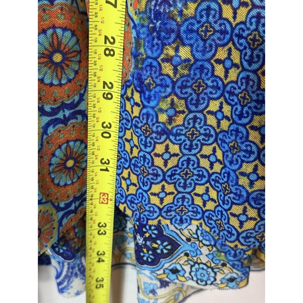 Chico's A-Line Skirt Womens Size 12 Blue Paisley Patchwork Elastic Artsy Boho 2 - Picture 9 of 12
